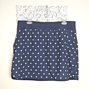 Lands' End Navy Blue Polka Dot One-Piece Swim Skirt